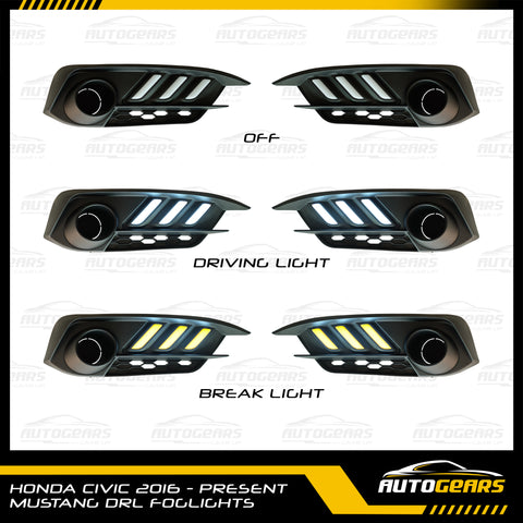 Honda Civic (2016 - 2021) Mustang DRL Foglights